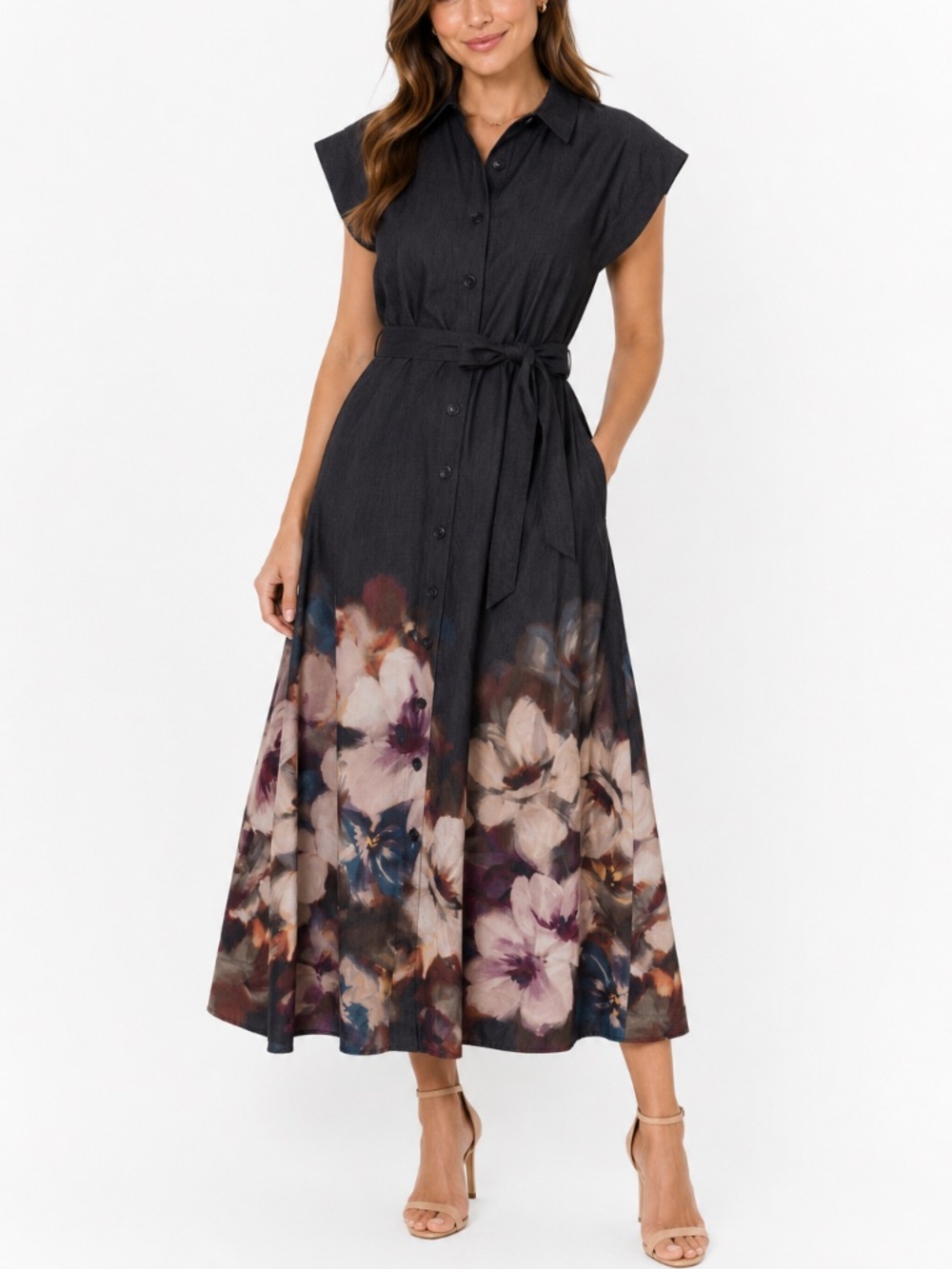 Calvin Klein -‎ Placement Print Midi Shirt Dress